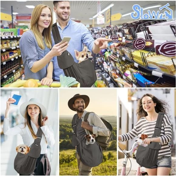 Dog Carrier Sling, Thick Padded Adjustable Shoulder Strap Dog Carriers - Picture 7 of 8